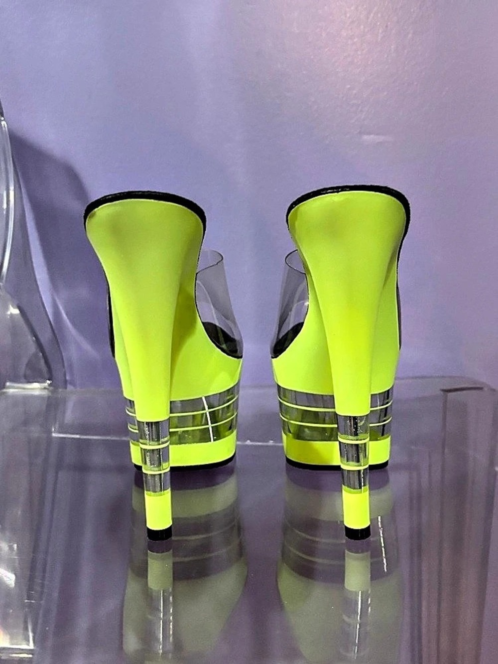 Reflections Neon Yellow/Green Platform Heels - Picture 3 of 4